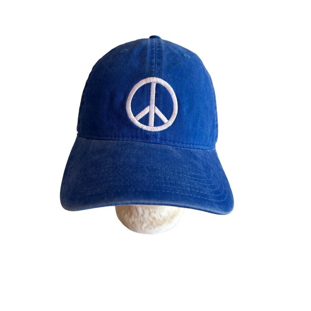 Blue Otto Cap With Peace Symbol & MFS‎ Embroidery Adjustable Strap